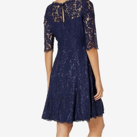 Eliza J Navy Lace Fit and Flare Dress - Picture 2 of 5